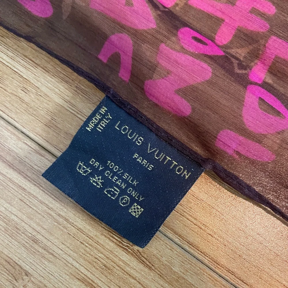 Louis Vuitton Neon Pink LV Stephen Sprouse Graffiti Scarf - Rare - Picture 3 of 5